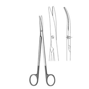 Super Cut Ligature Scissor - Length = 11.5 cm / 4-1/2", Curved, One Blade Serrated, One Blade Like K